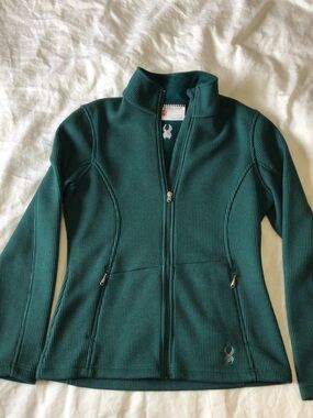 Spyder Teal Full-Zip Ribbed Sweater/Jacket